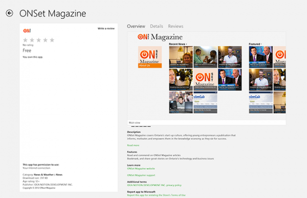 Onset Mag on the Windows Store