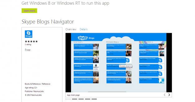 Skype blog Win 8 app